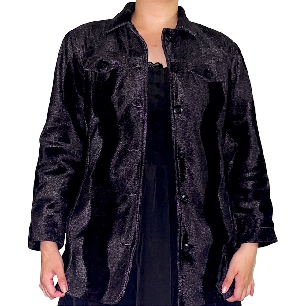 Dollhouse black/purple velvet devoré coat.